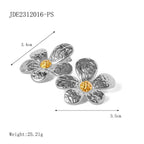 Stainless Steel Flower Necklace Zircon Earrings Pearl Ring Open Bracelet Jewelry