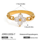 Stainless Steel Zircon Four-leaf Clover Ring Non-Fading Women's Design Jewelry