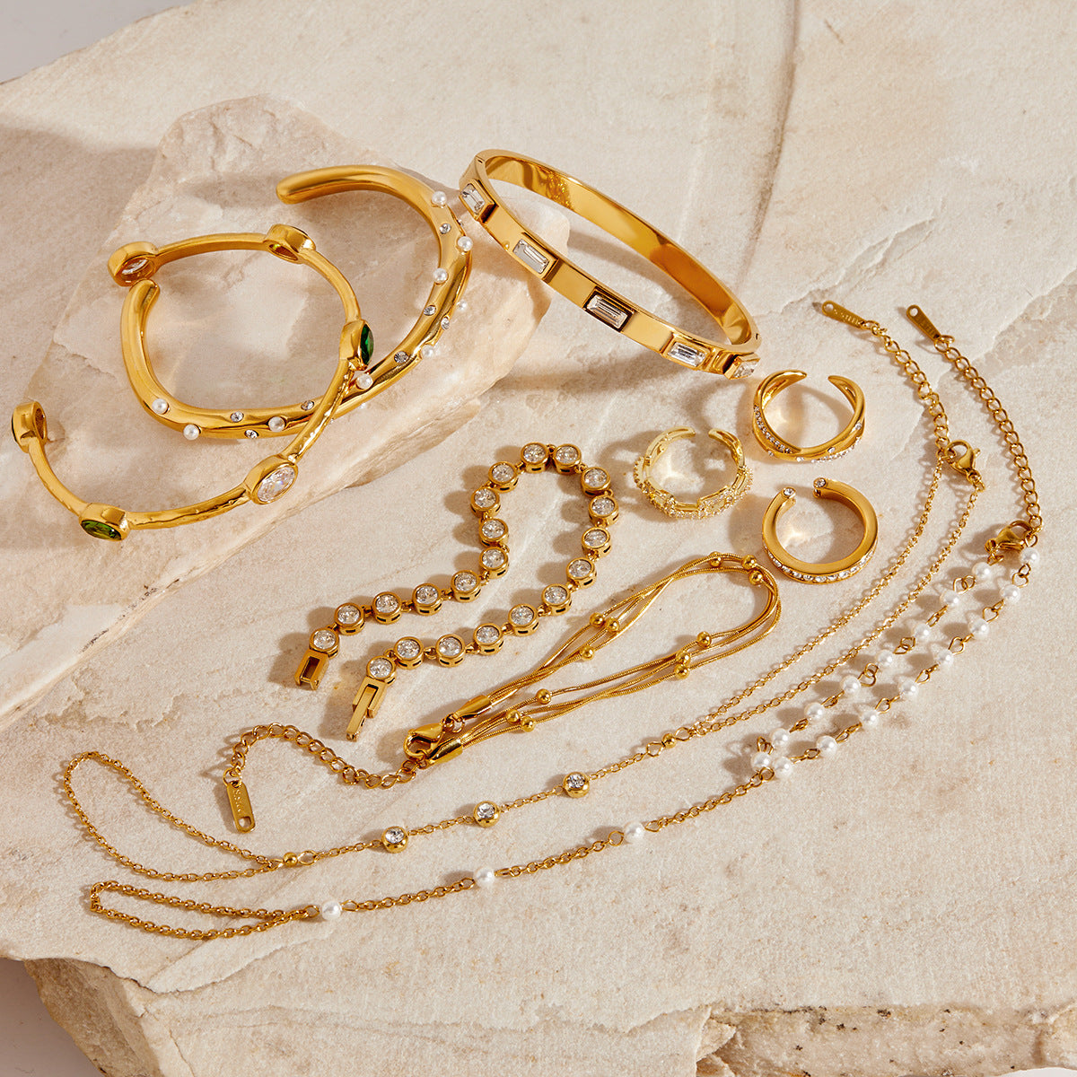 Stainless Steel Finger Bracelet Ring for Women Design rings Ornament