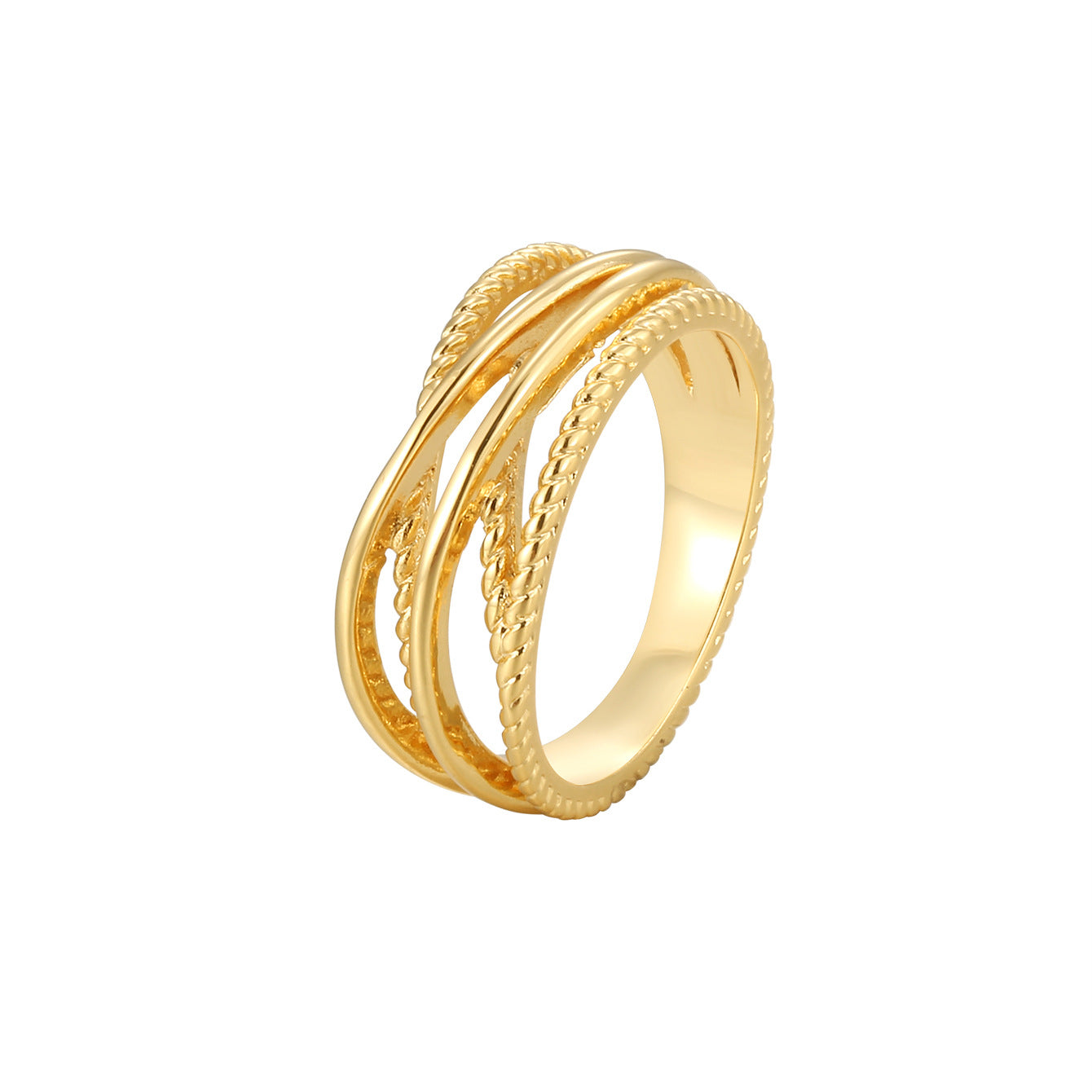 R0180 Hollow Vintage Design Quality Ring for Women Brass Gold Plated Simple Minimalist Ring