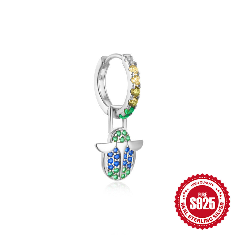 925Sterling Silver Inlaid Diamond Animal Goldfish Pendant Hoop Earrings Hot-Selling Heart Lightning Earrings for Women