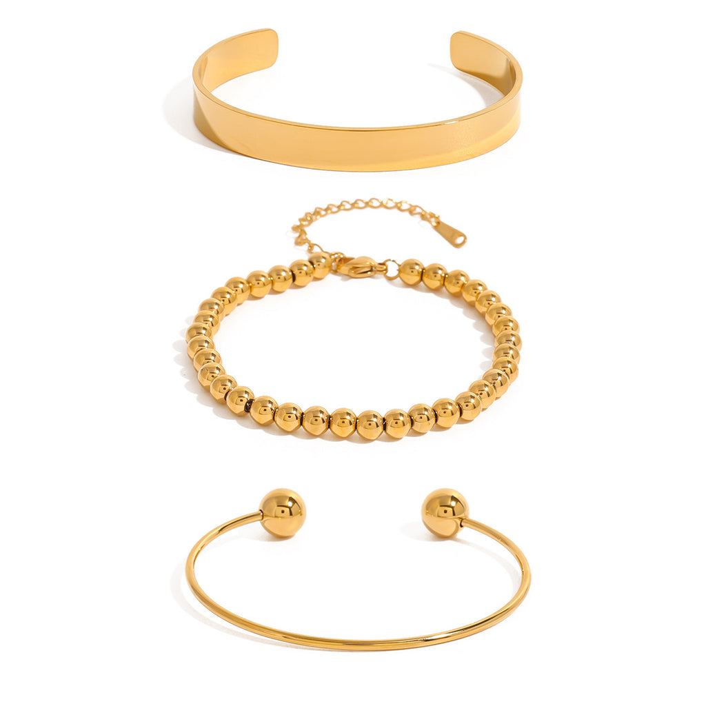 Stainless Steel Beaded Bracelet Open Bracelet18K gold Accessories