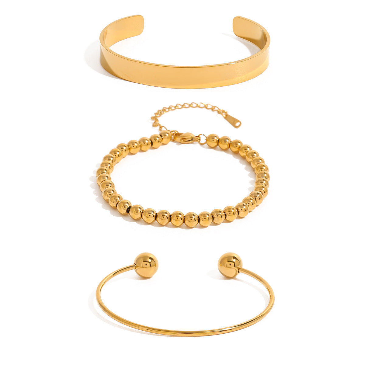 Stainless Steel Beaded Bracelet Open Bracelet18K gold Accessories