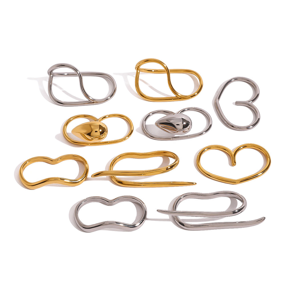 Stainless Steel Double Finger Ring Women Irregular Product Rings