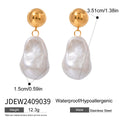 Pearl Stainless Steel Stud Earrings in Gold-Tone with gold-tone stainless steel construction