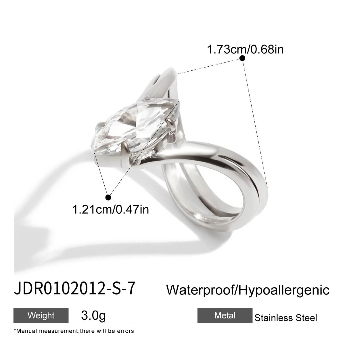 Zircon Ring Non-Fading Jewelry for Women Stainless Steel Accessories
