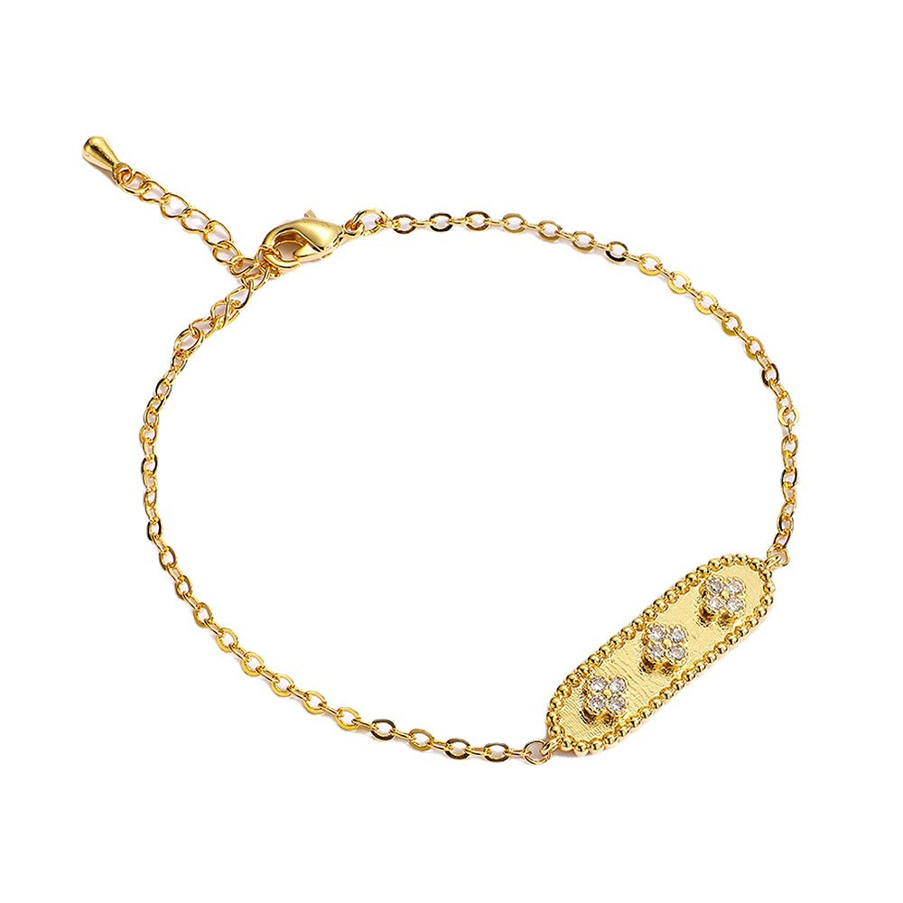 Fashion Retro Best Friend Bracelet for Women Copper Inlaid Zircon Style Jewelry