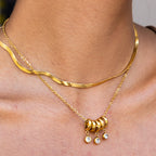 2H18K Gold Stainless Steel Rhinestone Necklace Accessories Women's Non-Fading Necklace