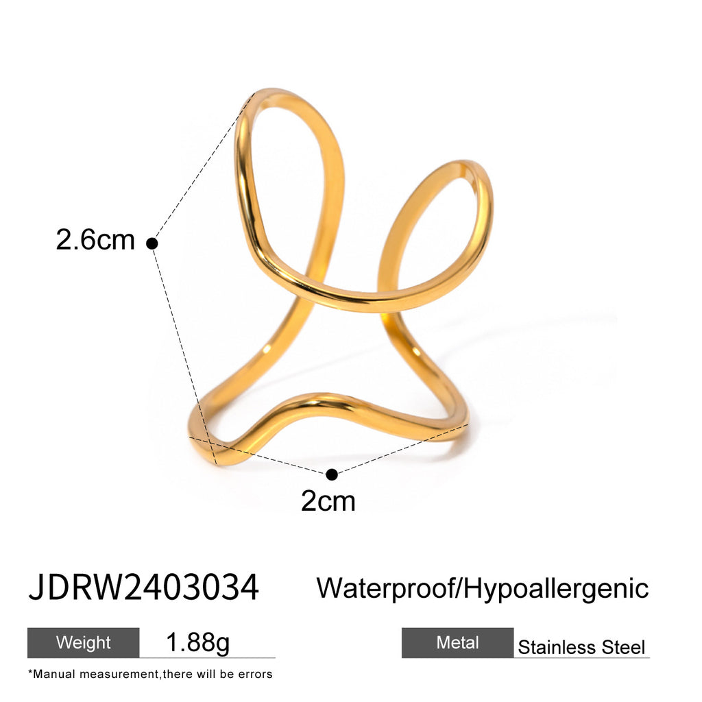 Exaggerated Irregular Stainless Steel Ring rings Female