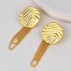 E0627 Creative Fashion Design Wave Pattern Earrings for Women Brass Gold-Plated Tassel Chain Earrings