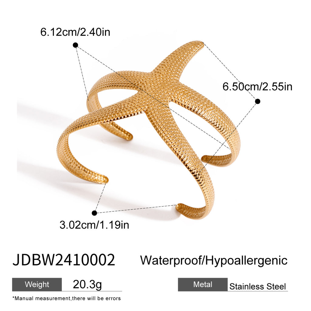 2H Stainless Steel gold Bracelet for Women Open Bangle bracelet