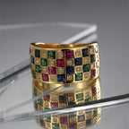 CYR0525 Fashion Simple Creative Inlaid Colorful Square Zircon Ring for Women Copper Plated with Real Gold Versatile