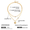 Sunburst Cubic Zirconia Stainless Steel Necklace in Gold-Tone with a celestial design profile