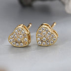 E0561 Modern Minimalist Fashion Design Earrings for Women, Brass Gold-Plated Heart-Shaped Micro-Paved Zircon Earrings