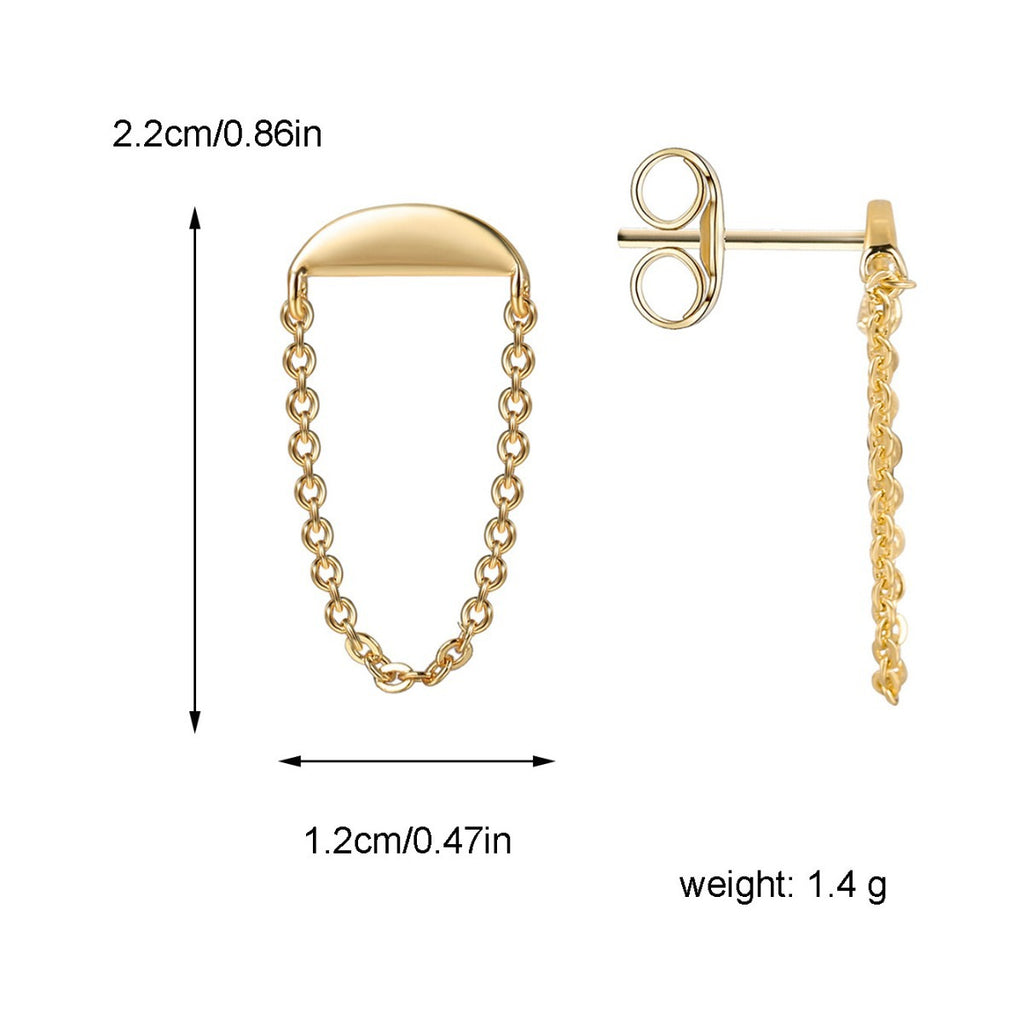 E0402 Jewelry Modern Simple Design Brass Gold-Plated Curved Earrings for Women Long Style U Chain-shaped Earrings
