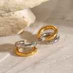 Stainless Steel Double c Non-Pierced Ear Cuff Earrings Non-Fading Ear Jewelry