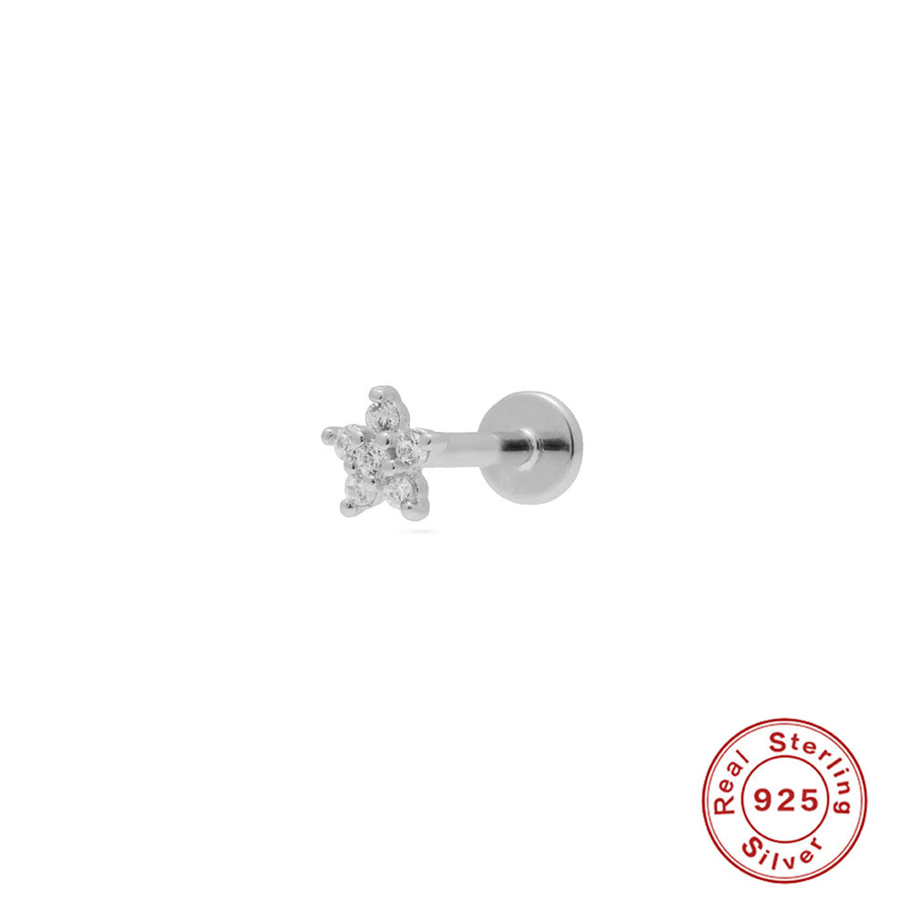 New S925Sterling Silver Stud Earrings18G Flat Head Push Piercing Cartilage Earrings Hot Selling Piercing Ear Lobe