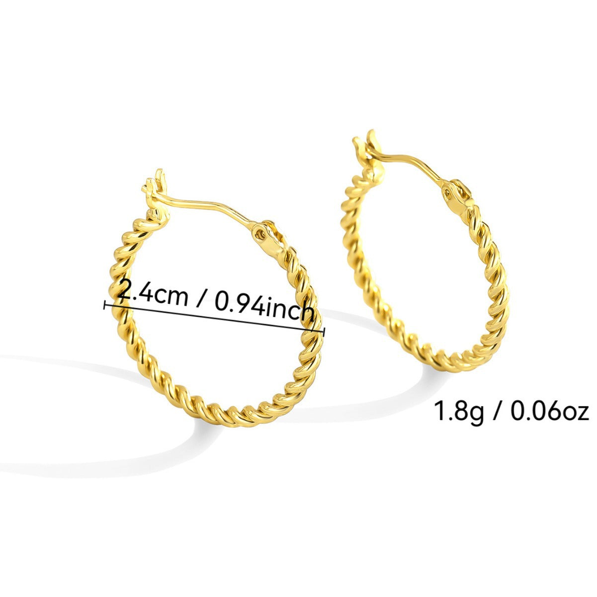 E0183Fashion Twisted Cable Braid18K Earrings for Women Simple Minimalist Style Hoop Jewelry