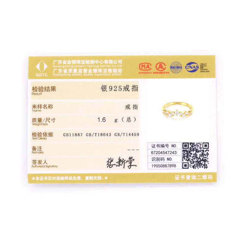 S925Sterling Silver Creative Irregular Single Row Diamond Ring Korean Style Hot-Selling Index Finger Ring