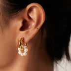 2H  Earrings18K Gold-plated Asymmetric Natural Freshwater Pearl Pendant Hoop Earrings Jewelry