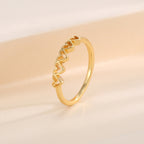 R0557 Minimalist Hollow Heart Connected Fashion Ring for Women Brass Gold Plated Cool Finger Ring