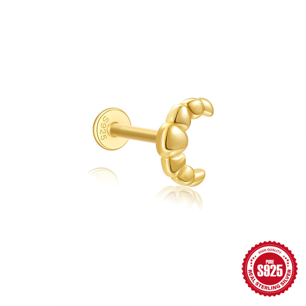 925Sterling Silver Tassel Water Drop Zircon Cartilage Piercing Flat Spiral Piercing Earrings Hot Selling Ear Bone Studs