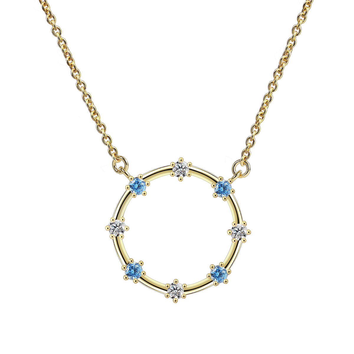 N0158 Minimalist Circle Inlaid Zircon Necklace Design Sense Circle Pendant Fashion Collarbone Chain