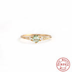 S925Sterling Silver Opal Square Diamond Engagement Ring Hot-Selling Daily Wear Ring Index Finger Ring