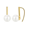 Gold-Plated Brass Shell Pearl Earrings — Refined Profile with gold-tone brass construction — jewelry finish and design detail