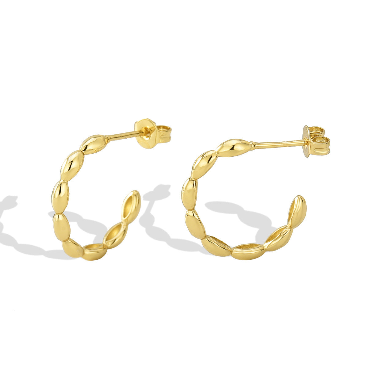 E0321 Ornament  C Circle-shaped Earrings925Silver Needle Trendy Earrings Copper Plated with Real Gold