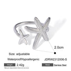 Vacation Starfish Shell Ring Non-Fading Jewelry Stainless Steel Accessories Ring