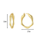 E0611 Fashion Retro Wave Pattern Smooth Earrings for Women Copper Gold Plated Simple Ear Jewelry