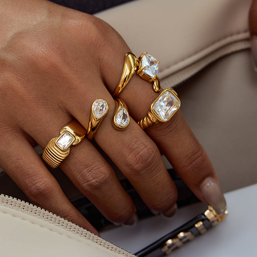 Zircon Ring Non-Fading Jewelry Stainless Steel Accessories rings