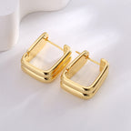 E0610 Fashionable Minimalist Design Geometric Square Earrings for Women Copper Plated with Real Gold Double Layer Smooth Stud Earrings