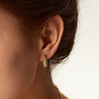 2H French Style New Fashion Versatile18k Gold Plated Stainless Steel Earrings Inlaid with White Cubic Zirconia Hoop Earrings