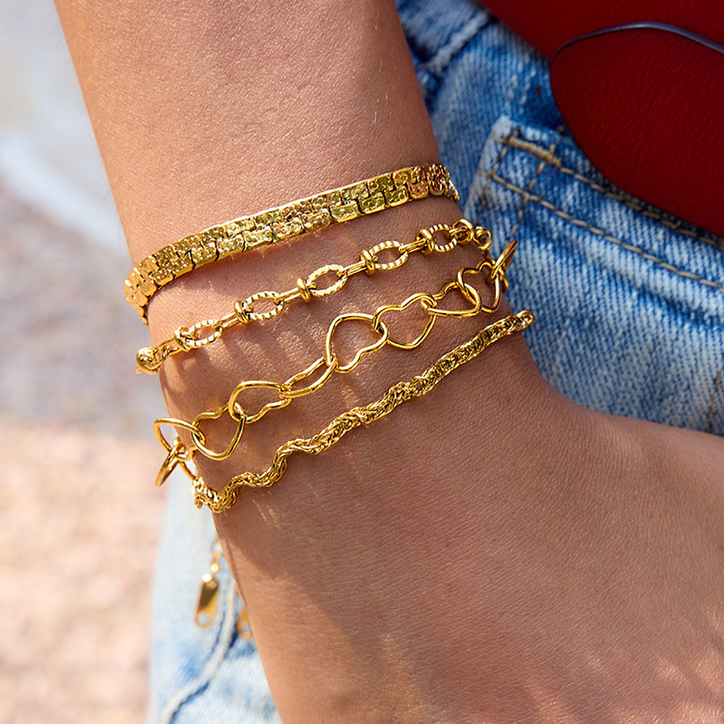 Stainless Steel Heart Gold-Plated Bracelet Jewelry Non-Fading Accessories for Women