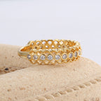 Gold-Plated Brass Vintage-Inspired CZ Ring with Cubic zirconia Detail in a gold-tone brass finish