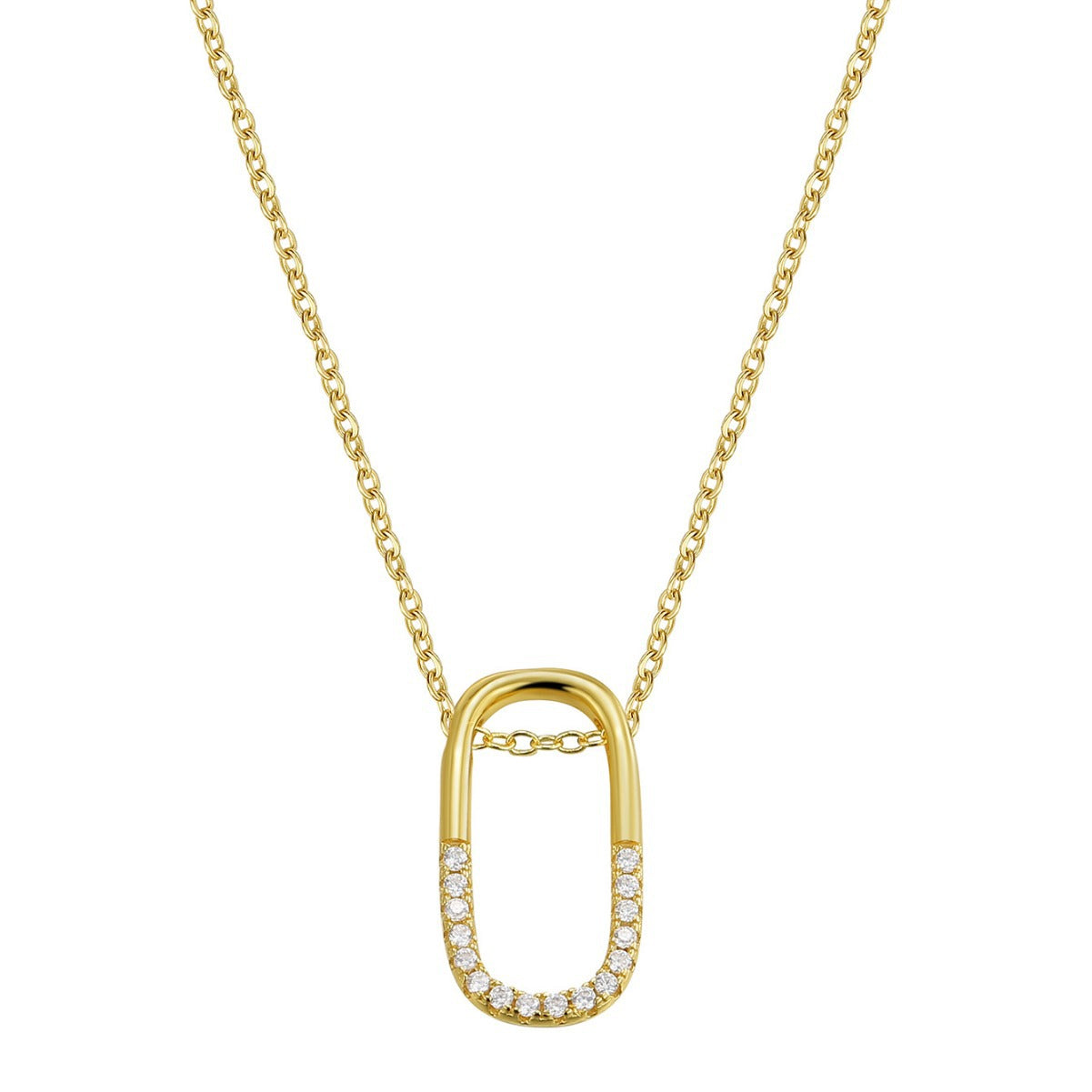 S925 Silver Lucky Switch Oval Necklace Clavicle Chain