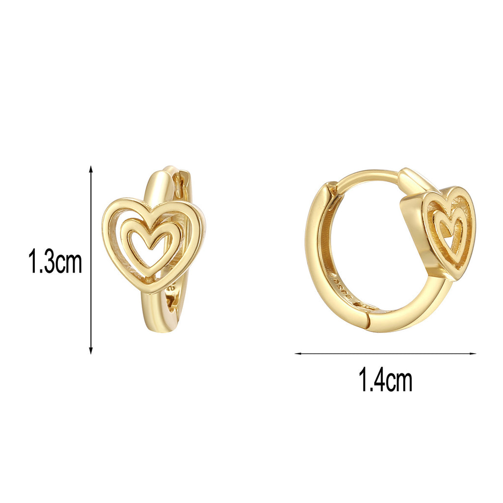SE0332 S925Silver Hollow Heart Butterfly Small Hoop Vintage Earrings Design