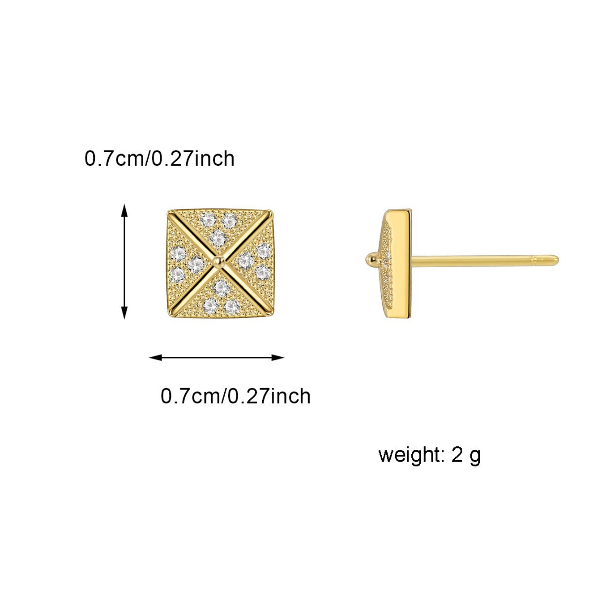 E0555 Trendy New Design Earrings for Women Simple Square Micro Inlaid White Zircon Hot Selling Stud Earrings