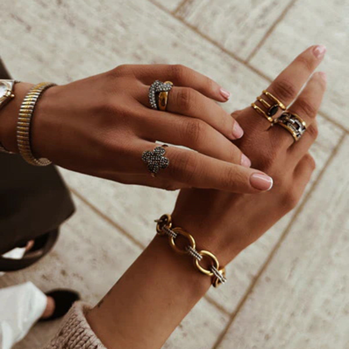 Stainless Steel Color Block Bracelet Necklace Metal bracelet