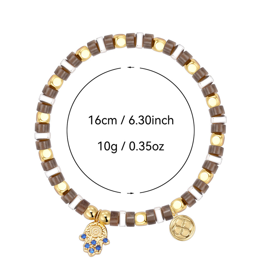 Gold-Plated Brass Beaded Blue CZ Bracelet styled for independent jewelry boutiques