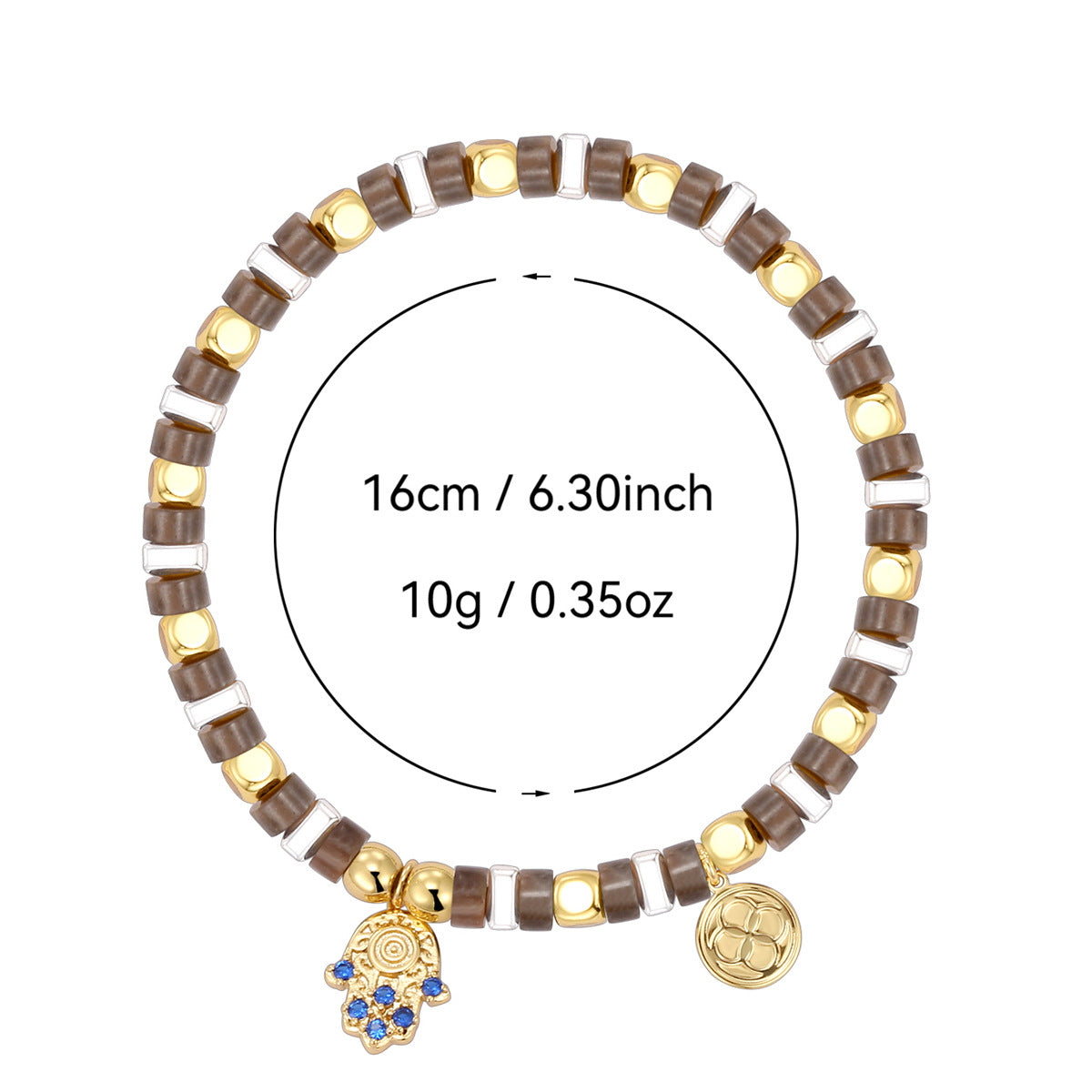 B0329 Vintage Melad Color Beaded Palm Inlaid Blue Zircon Fashion Bracelet