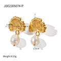 Gold-Plated Stainless Steel Necklace with Floral Pearl Detail — additional design view — jewelry finish and design detail