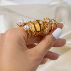 2H Stainless Steel Pearl Ring Ring Jewelry Does Not Fade rings