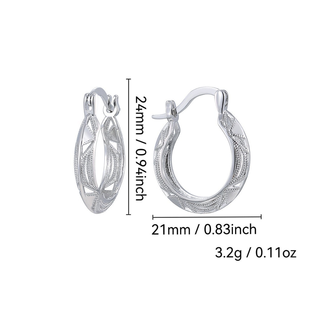 E0716 Exaggerated Open Flower Earrings Silver Vintage Hollow Pattern