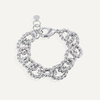 B0189 Chain Braided Bracelet For Women Silver Hip Hop Punk Retro