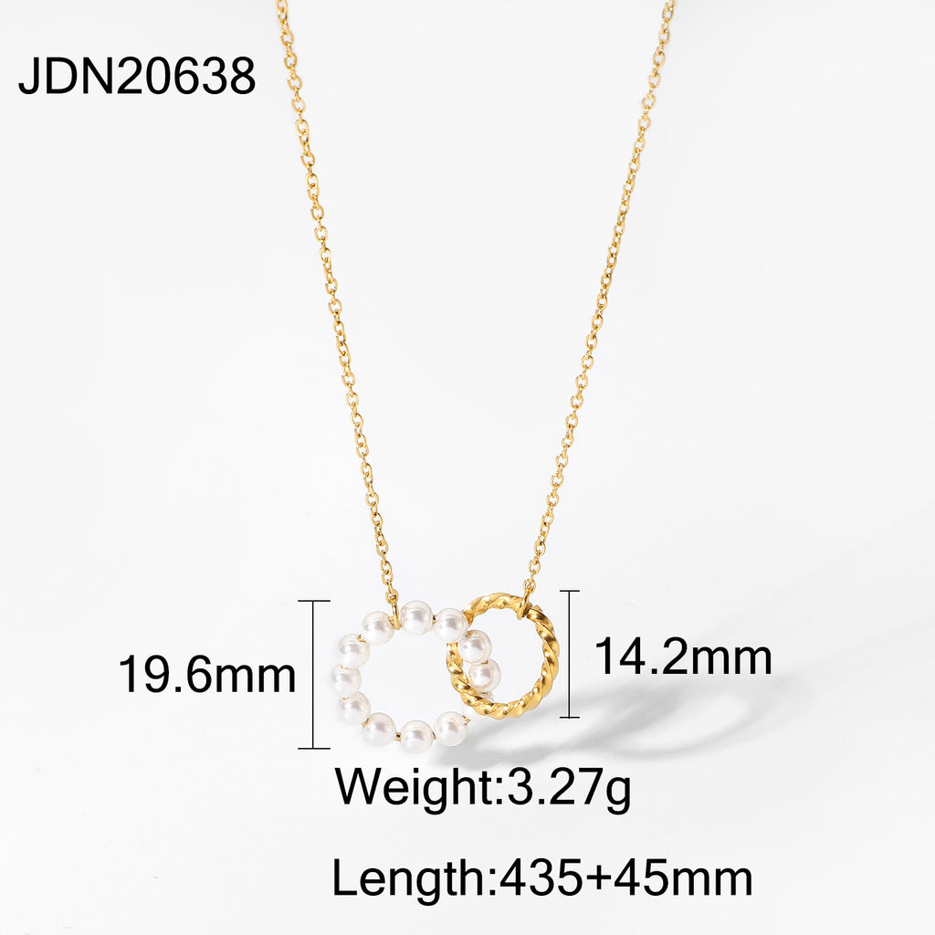 Twelve Birthstone Pearl Necklace Choker Stainless Steel Jewelry Collarbone Chain Accessory