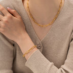 2H 18K Gold Stainless Steel Square Chain Bracelet Versatile Non-Fading Bracelet Jewelry