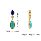 E0359 Korean Fashion Water Drop Blue Zircon Earrings for Women Simple Green Turquoise Earrings